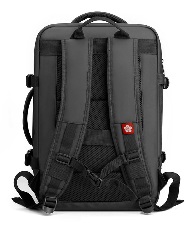 Mochila de viaje expandible BAUHIN, vista trasera con tirantes